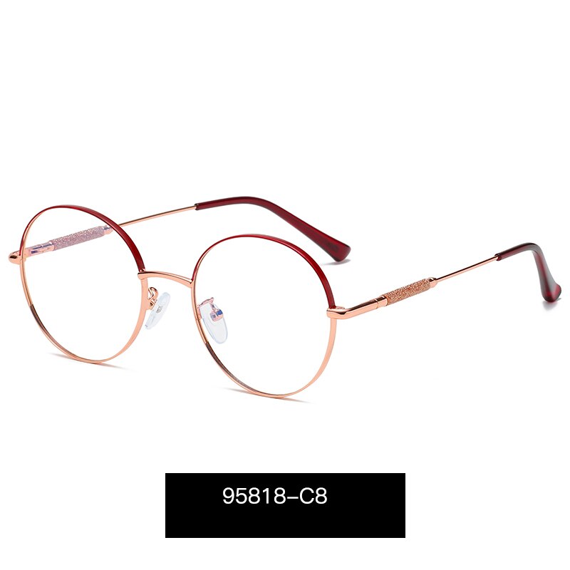 Hotony Women's Full Rim Round Alloy Frame Eyeglasses 95818 Full Rim Hotony C8