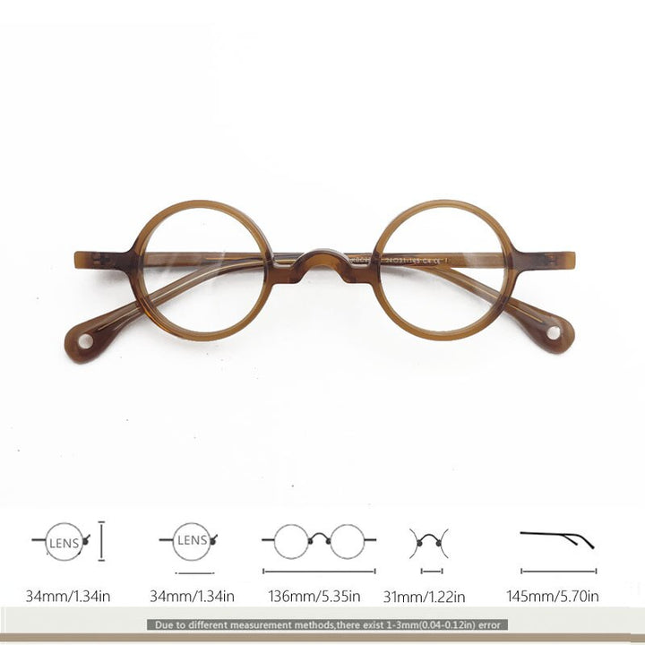 Yujo Unisex Full Rim Round Acetate Eyeglasses Y044 Full Rim Yujo