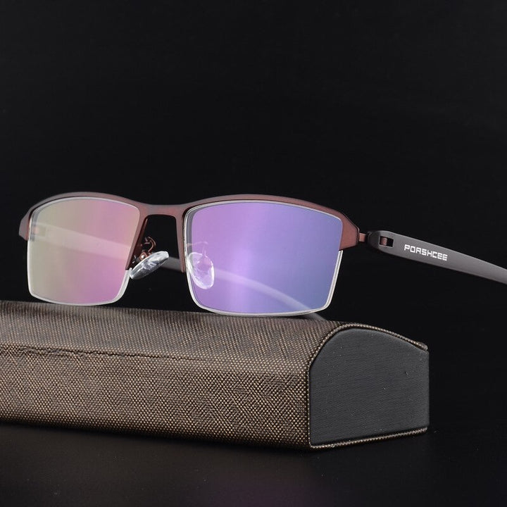 Hotochki Men's Semi Rim Square Alloy Eyeglasses P9031 Semi Rim Hotochki