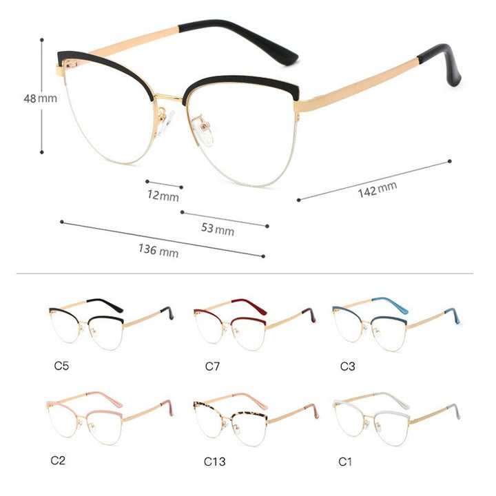 Hotony Women's Full Rim Cat Eye Alloy Frame Eyeglasses 95679 Full Rim Hotony