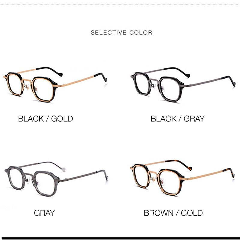 Muzz Men's Full Rim Square Round Acetate Alloy Frame Eyeglasses M7 Full Rim Muzz