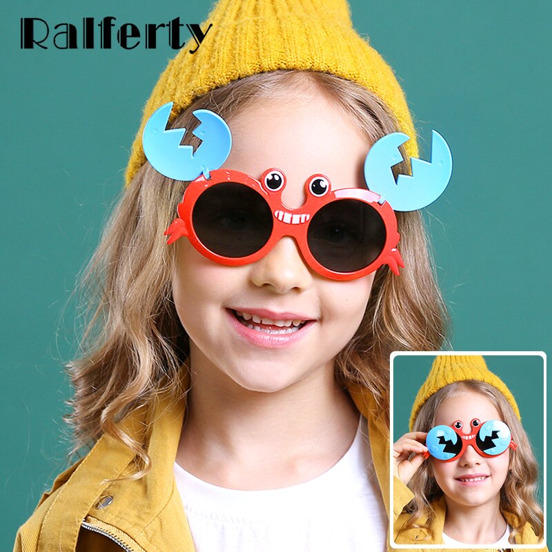Ralferty Kids' Sunglasses Cartoons Crab Flip Up Unbreakable K8265 Sunglasses Ralferty