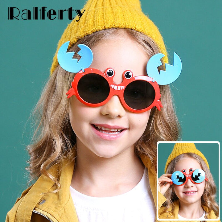 Ralferty Kids' Sunglasses Cartoons Crab Flip Up Unbreakable K8265 Sunglasses Ralferty