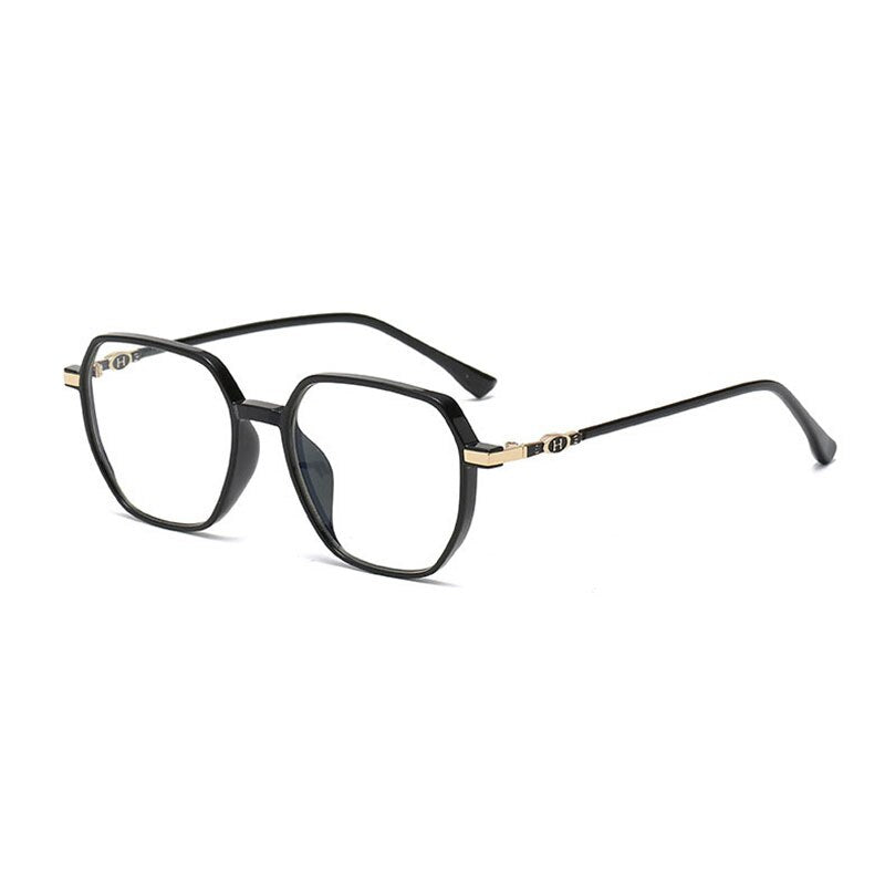 Handoer Unisex Full Rim Polygonal Square Tr 90 Eyeglasses Lk304 Full Rim Handoer Black