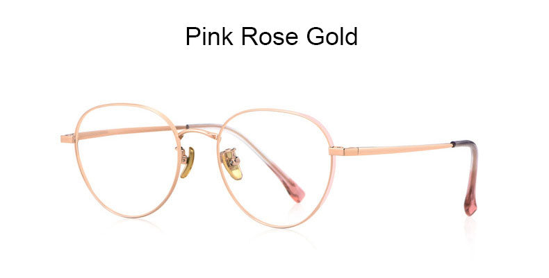Hotony Women's Full Rim Round Beta Titanium Frame Spring Hinge Eyeglasses T3927 Full Rim Hotony