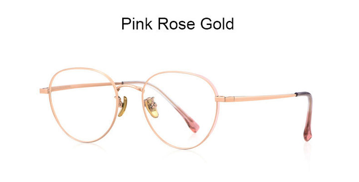 Hotony Women's Full Rim Round Beta Titanium Frame Spring Hinge Eyeglasses T3927 Full Rim Hotony