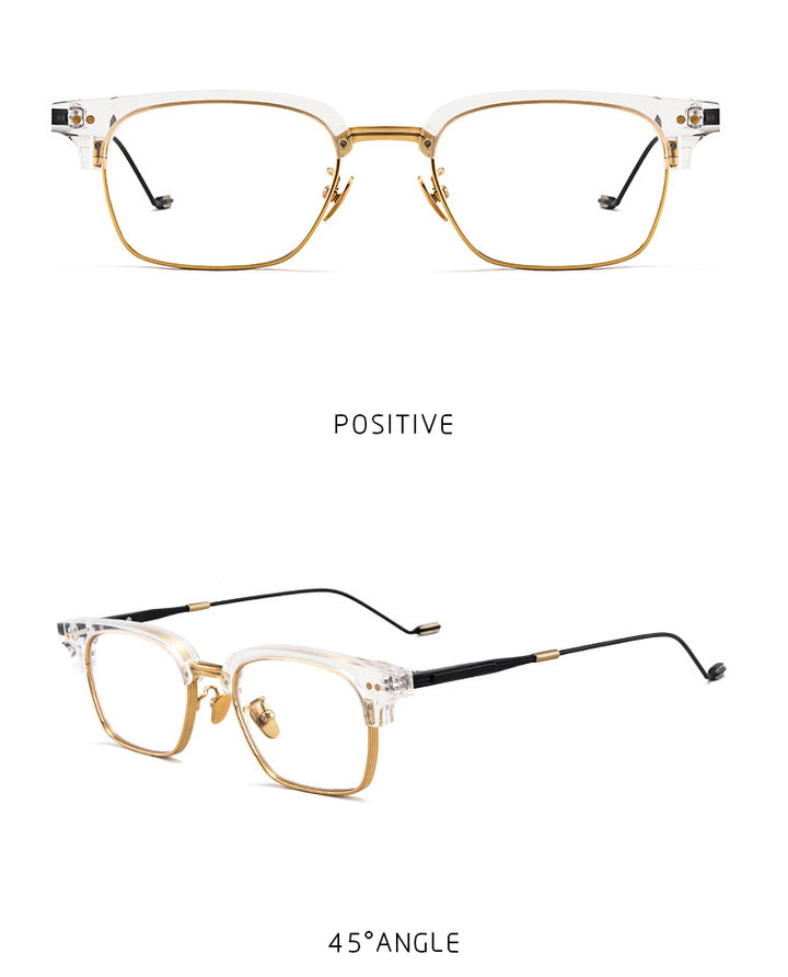 Gatenac Unisex Full Rim Square Acetate Frame Eyeglasses Gxyj184 Full Rim Gatenac