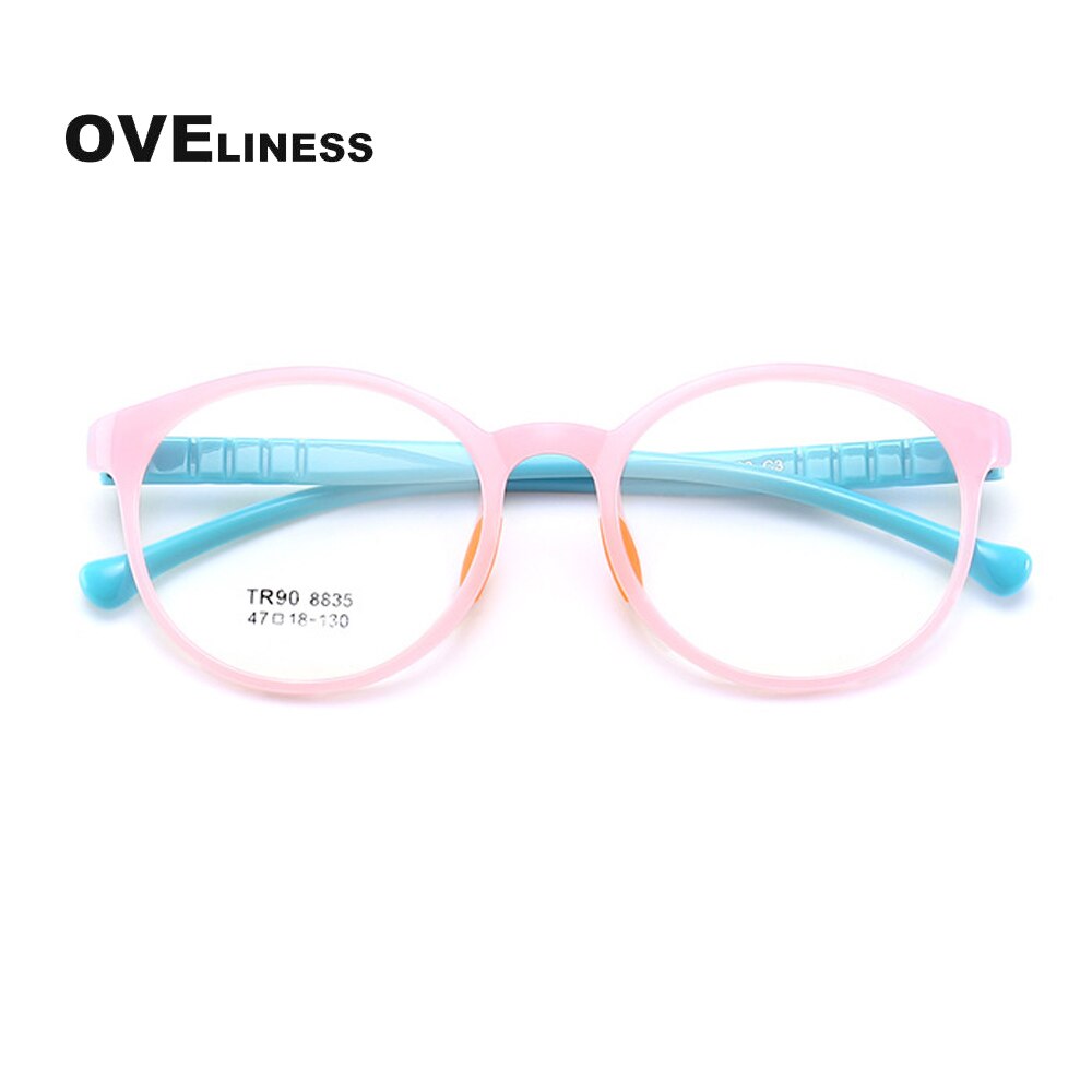 Oveliness Children's Unisex Full Rim Round Tr90 Titanium Eyeglasses 8835 Full Rim Oveliness pink