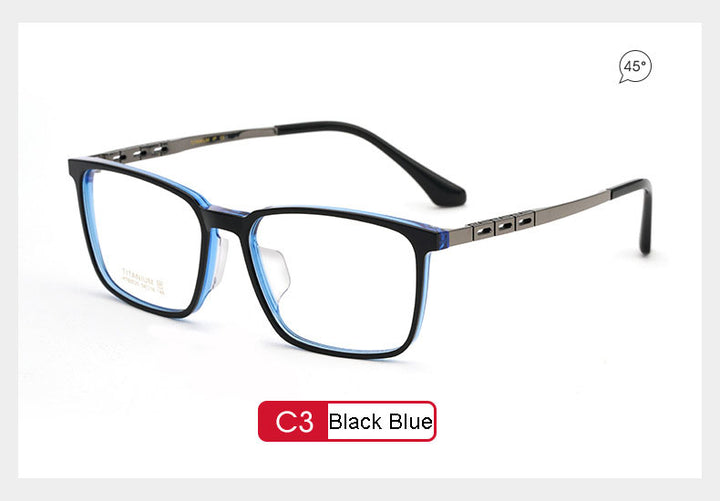 Hotony Men's Full Rim TR 90 Resin Titanium Square Frame Eyeglasses 5020 Full Rim Hotony