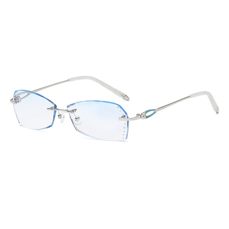 Zirosat 58060 Women's Rimless Eyeglasses Alloy Diamond Cut Tinted Lenses Rimless Zirosat