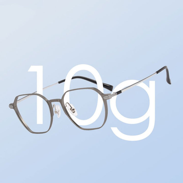 Handoer Unisex Full Rim Polygonal Square Aluminum Magnesium Alloy Eyeglasses 5052 Full Rim Handoer