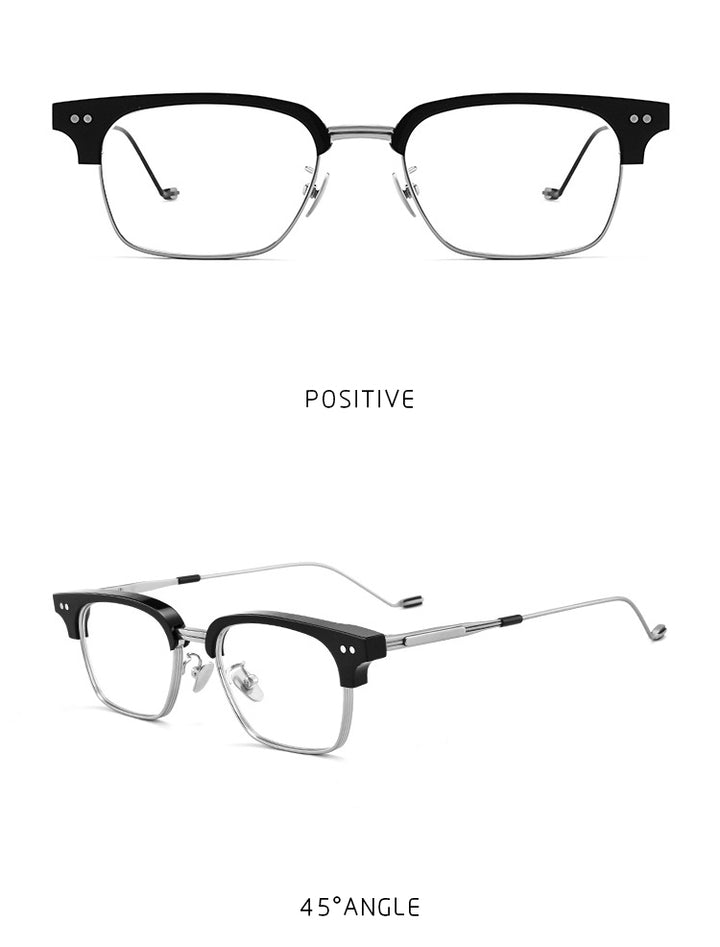 Gatenac Unisex Full Rim Square Acetate Frame Eyeglasses Gxyj184 Full Rim Gatenac