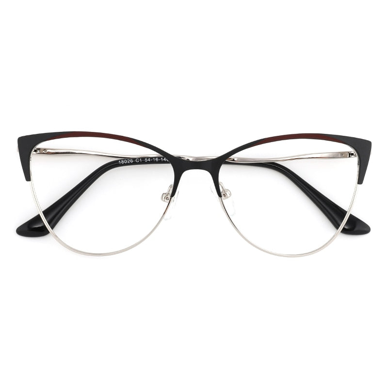 Laoyehui Women's Eyeglasses Cat Eye Alloy Frame 18026 Full Rim Laoyehui Black