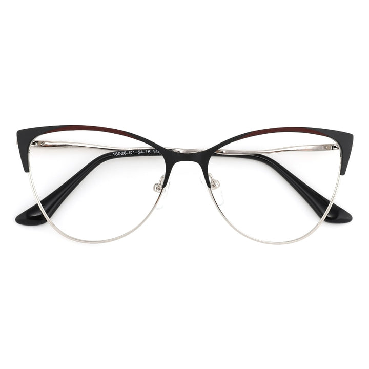 Laoyehui Women's Eyeglasses Cat Eye Alloy Frame 18026 Full Rim Laoyehui Black