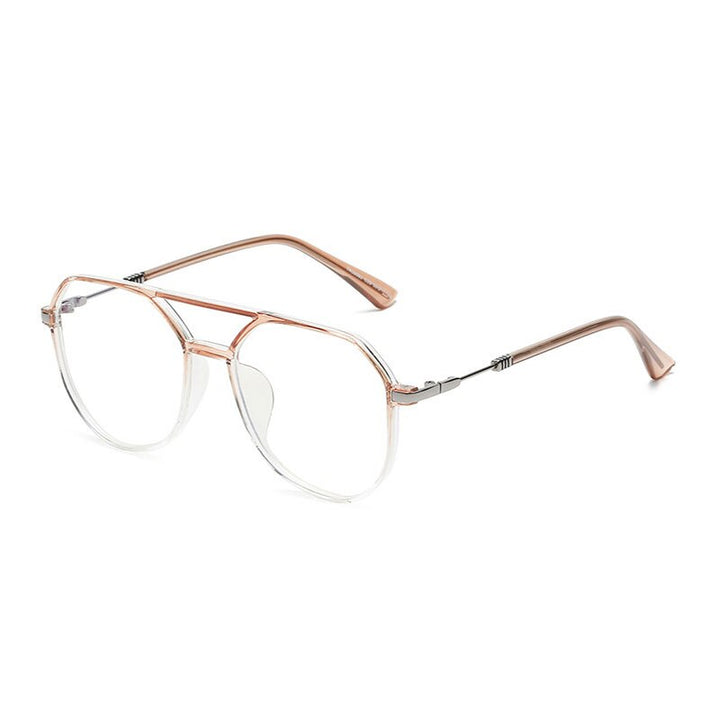 Hotony Unisex Full Rim Large Square Double Bridge Acetate Eyeglasses 30062 Full Rim Hotony Gold