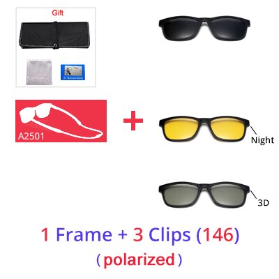 Ralferty Men's Full Rim Square Tr 90 Eyeglasses Clip On Sunglasses With Clip Ons Ralferty 1 Frame 3 Clip 146 Full black frame