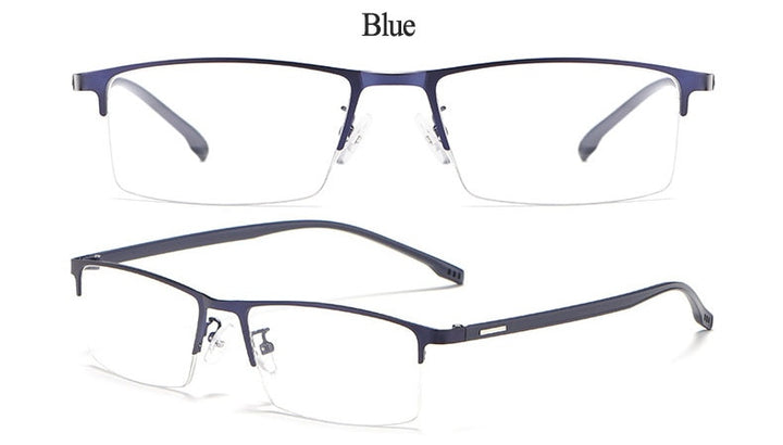 Hotochki Men's Semi Rim Rectangular Alloy Frame Eyeglasses 9102 Semi Rim Hotochki   