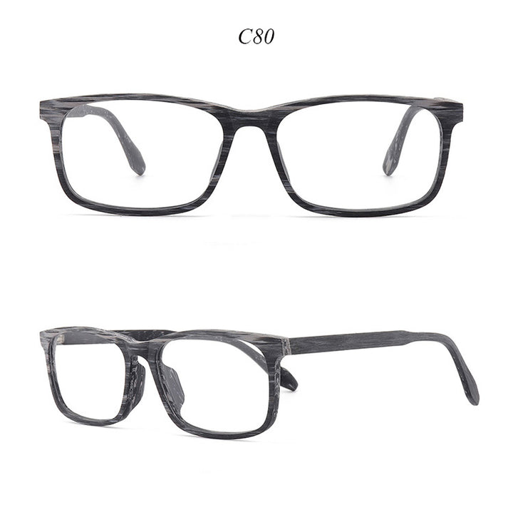 Hdcrafter Unisex Full Rim Oversized Square Wood Frame Eyeglasses 1691 Full Rim Hdcrafter Eyeglasses