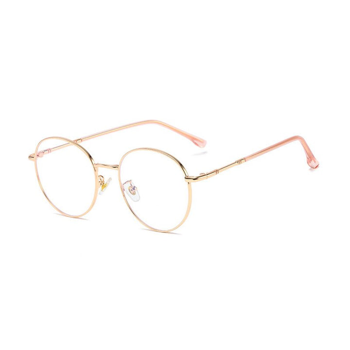 Hotony Unisex Full Rim Round Alloy Eyeglasses 61099 Full Rim Hotony ROSE GOLD