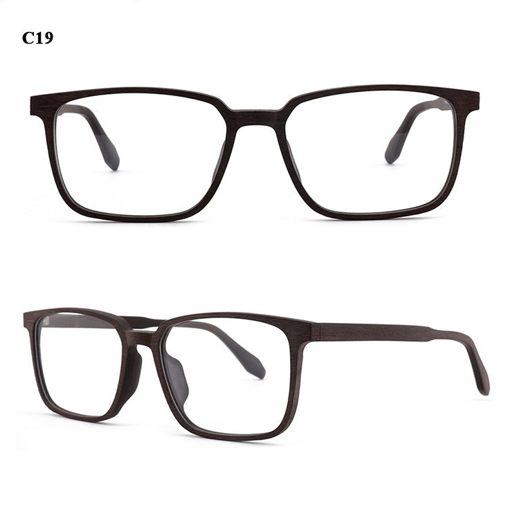 Hdcrafter Men's Full Rim Oversized Square Wood Frame Eyeglasses 1693 Full Rim Hdcrafter Eyeglasses