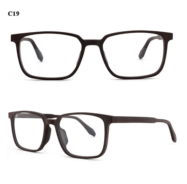 Hdcrafter Men's Full Rim Oversized Square Wood Frame Eyeglasses 1693 Full Rim Hdcrafter Eyeglasses