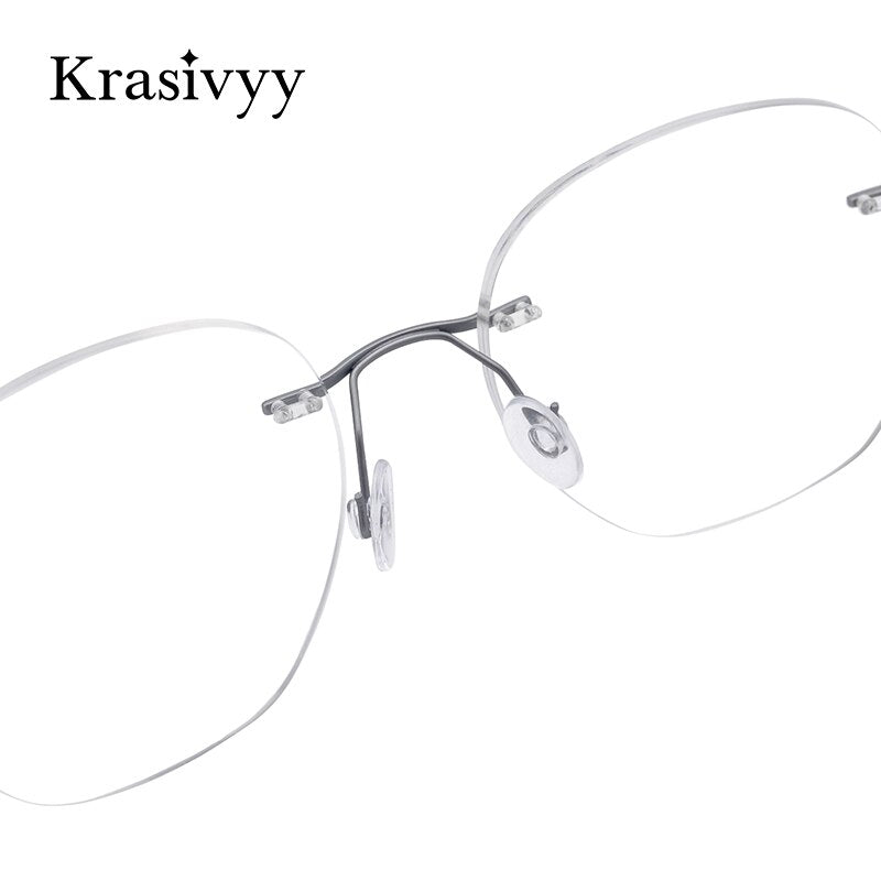 Krasivyy Unisex Rimless Irregular Round Screwless Titanium Eyeglasses Kr5010 Rimless Krasivyy