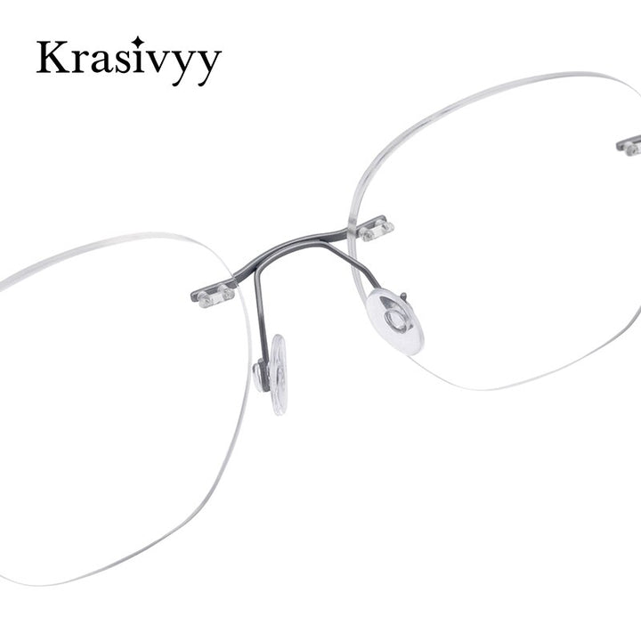 Krasivyy Unisex Rimless Irregular Round Screwless Titanium Eyeglasses Kr5010 Rimless Krasivyy
