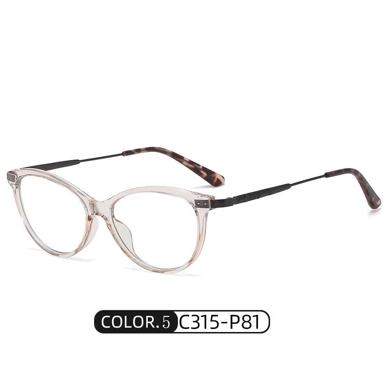 Hotony Women's Full Rim Cat Eye TR 90 Resin Alloy Frame Eyeglasses Tr2332 Full Rim Hotony C5