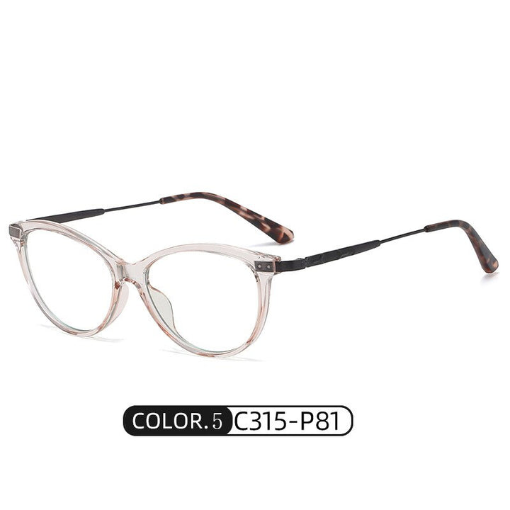 Hotony Women's Full Rim Cat Eye TR 90 Resin Alloy Frame Eyeglasses Tr2332 Full Rim Hotony C5