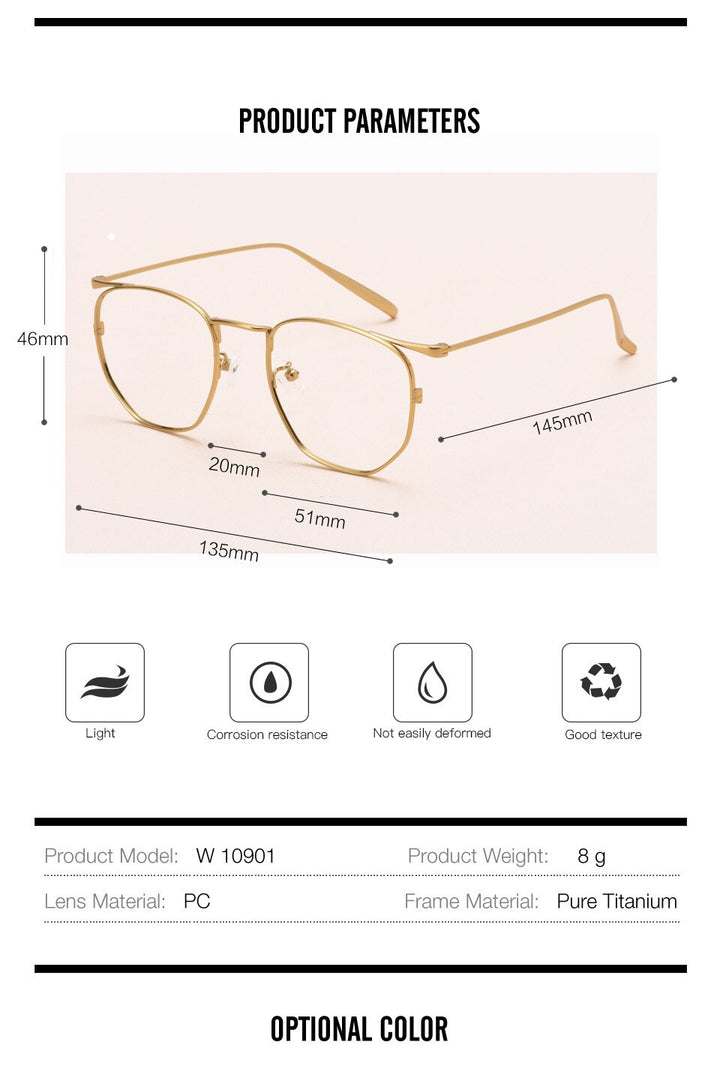 Muzz Full Rim Polygonal Square Titanium Frame Eyeglasses 109011 Full Rim Muzz