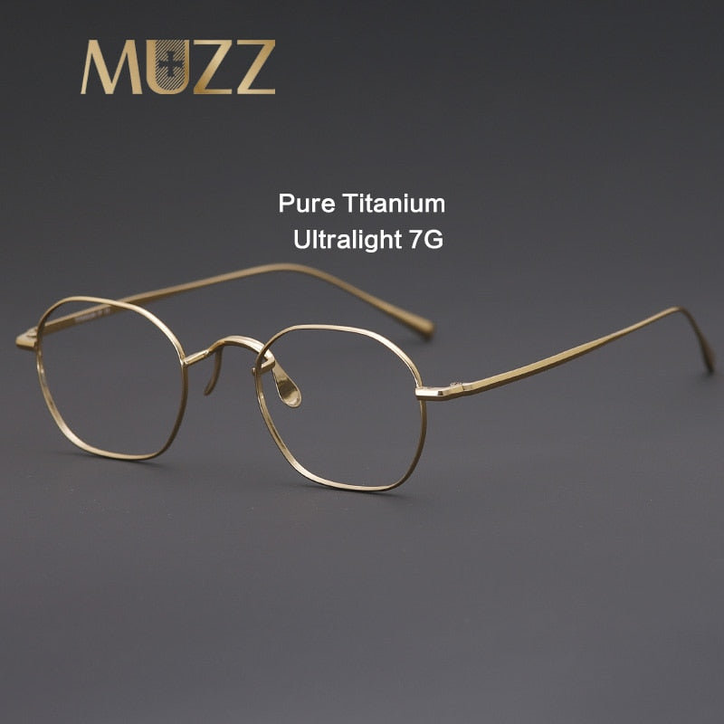 Muzz Unisex Full Rim Polygonal Square Titanium Frame Eyeglasses 8056 Full Rim Muzz