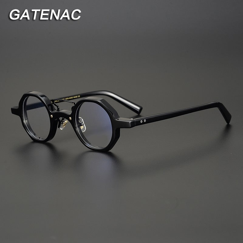 Gatenac Unisex Full Rim Round Acetate Double Bridge Frame Eyeglasses Gxyj706 Full Rim Gatenac