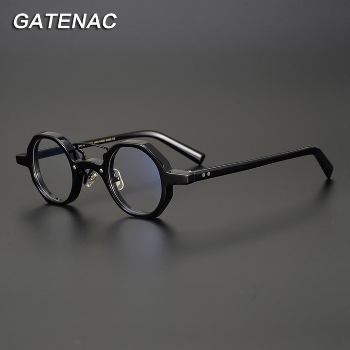 Gatenac Unisex Full Rim Round Acetate Double Bridge Frame Eyeglasses Gxyj706 Full Rim Gatenac