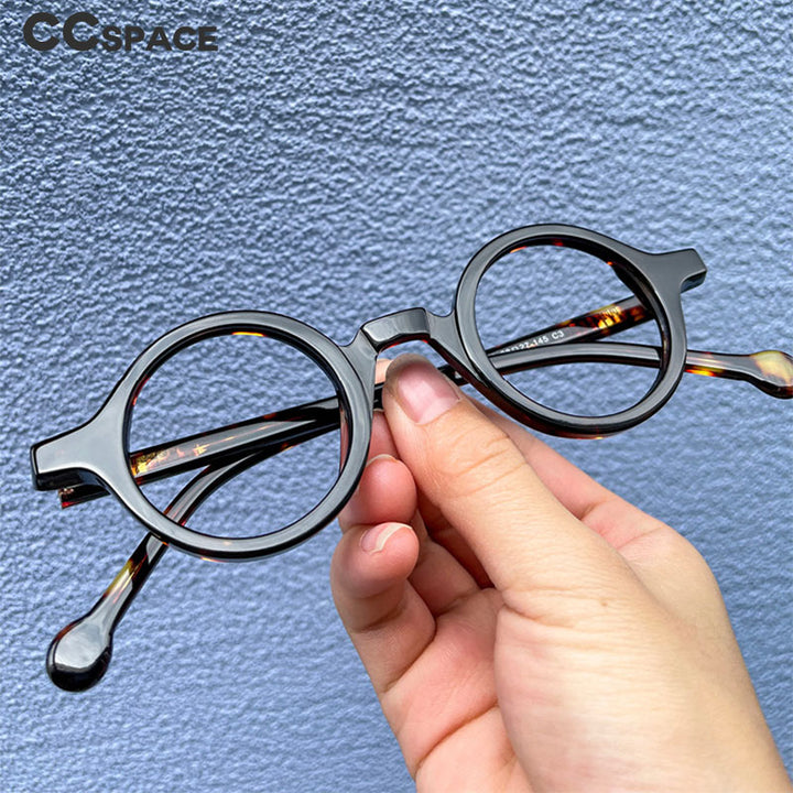 CCspace Unisex Full Rim Round Acetate Punk Frame Eyeglasses 53678 Full Rim CCspace