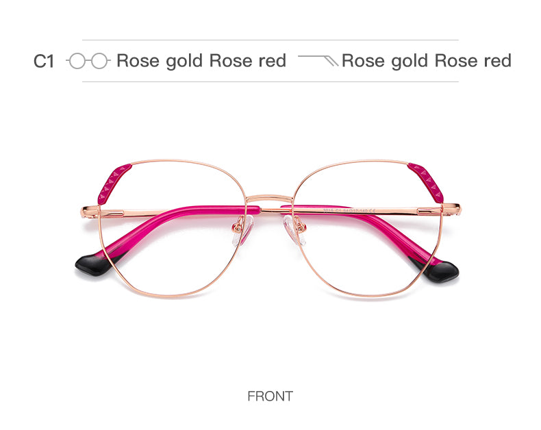 Hotony Women's Full Rim Cat Eye Alloy Frame Eyeglasses 3015 Full Rim Hotony