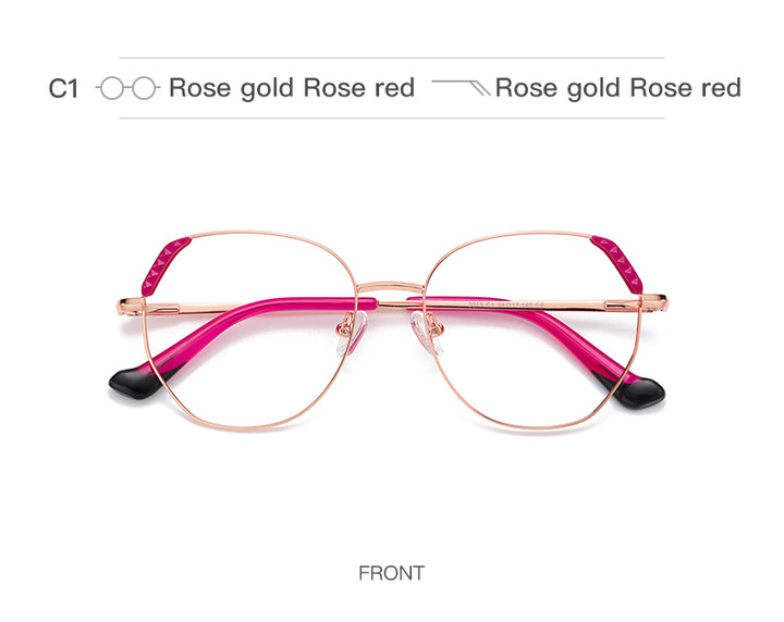 Hotony Women's Full Rim Cat Eye Alloy Frame Eyeglasses 3015 Full Rim Hotony