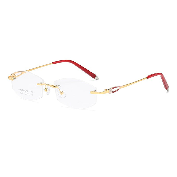 Zirosat 58060 Women's Rimless Eyeglasses Alloy Diamond Cut Tinted Lenses Rimless Zirosat golden