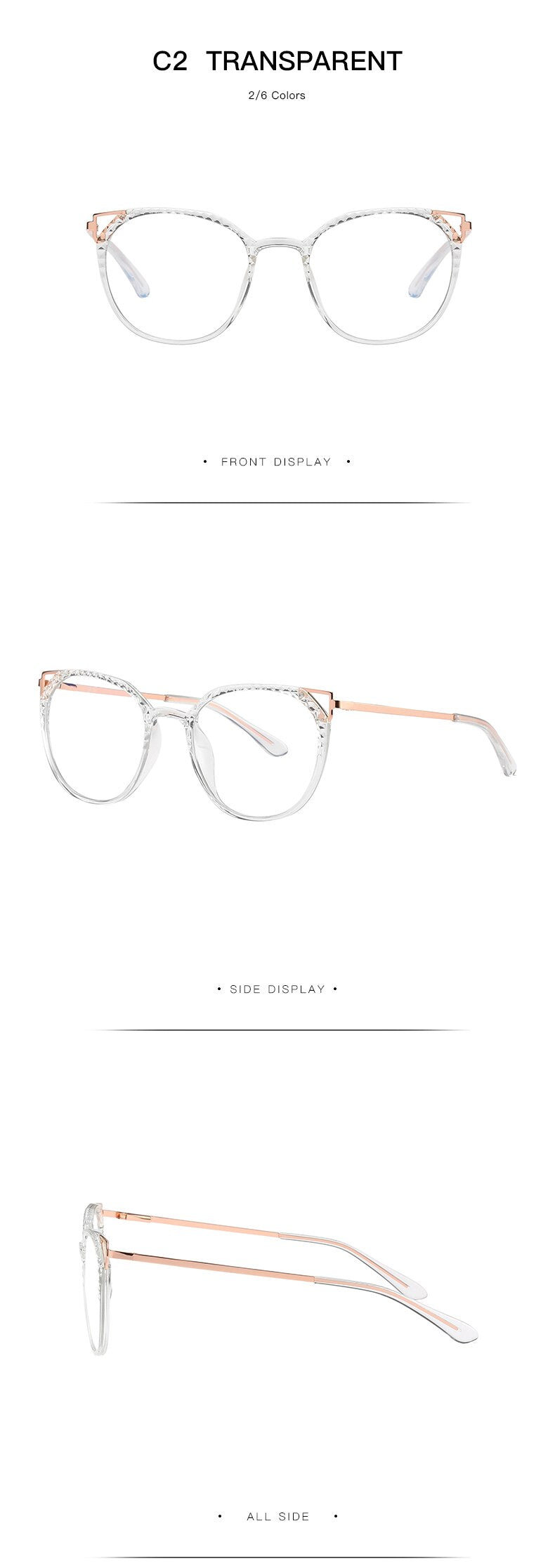 Hotochki Women's Full Rim Round TR-90 Resin Alloy Frame Eyeglasses 2054 Full Rim Hotochki