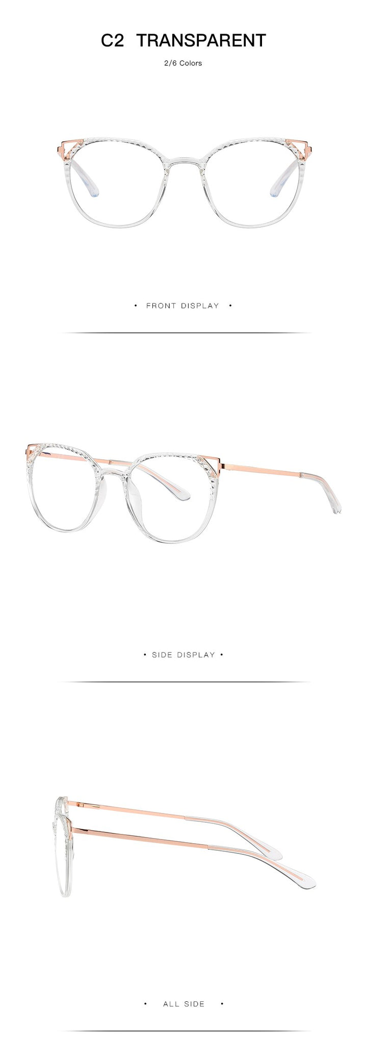Hotochki Women's Full Rim Round TR-90 Resin Alloy Frame Eyeglasses 2054 Full Rim Hotochki