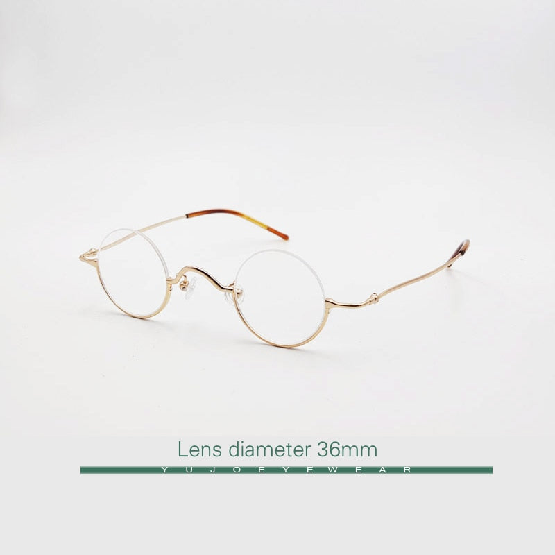 Yujo Unisex Semi Rim Round Stainless Steel Eyeglasses Customized Lens Options 35mm Semi Rim Yujo
