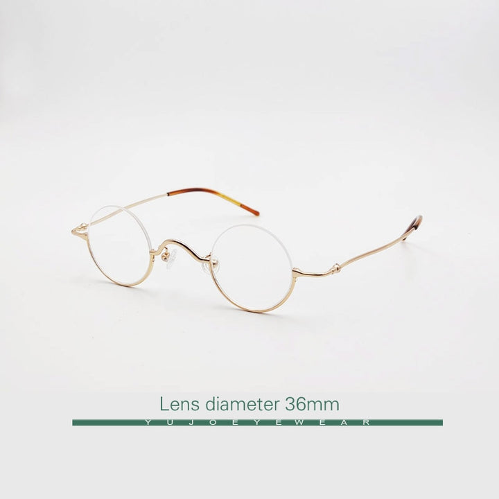 Yujo Unisex Semi Rim Round Stainless Steel Eyeglasses Customized Lens Options 35mm Semi Rim Yujo