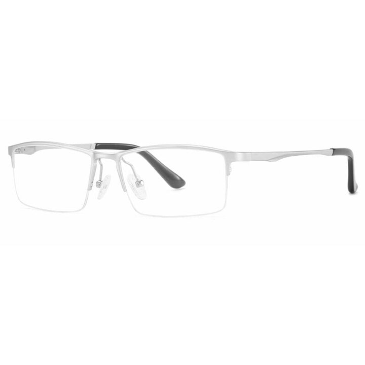 Hotony Unisex Semi Rim Rectangle Alloy Frame Eyeglasses 6263 Semi Rim Hotony Silver