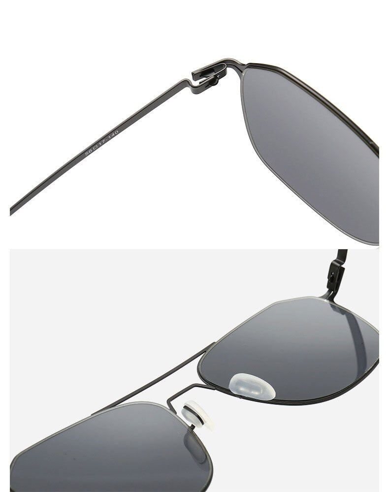 Reven Jate Men's Full Rim Square Double Bridge Alloy Polarized Sunglasses 7704 Sunglasses Reven Jate