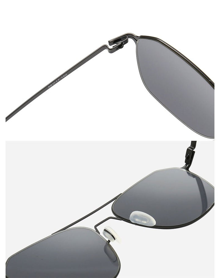 Reven Jate Men's Full Rim Square Double Bridge Alloy Polarized Sunglasses 7704 Sunglasses Reven Jate