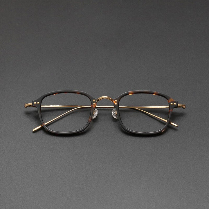 Gatenac Unisex Full Rim Square Titanium Acetate Frame Eyeglasses Gxyj364 Full Rim Gatenac