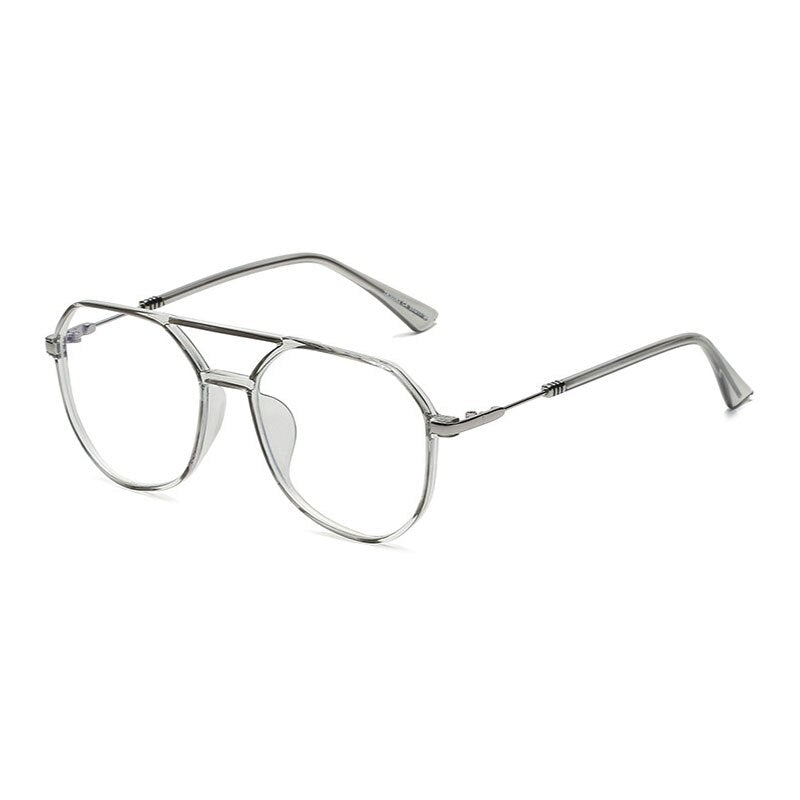 Hotony Unisex Full Rim Large Square Double Bridge Acetate Eyeglasses 30062 Full Rim Hotony Gray