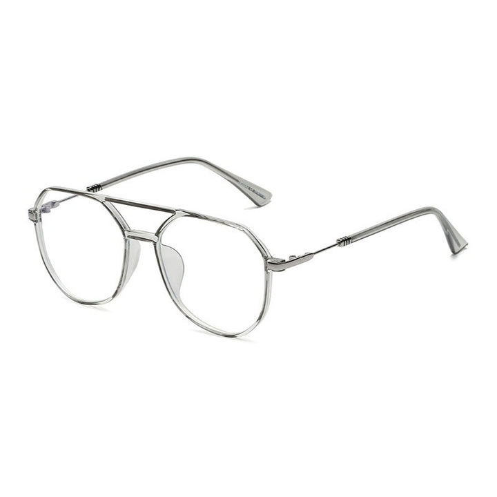 Hotony Unisex Full Rim Large Square Double Bridge Acetate Eyeglasses 30062 Full Rim Hotony Gray
