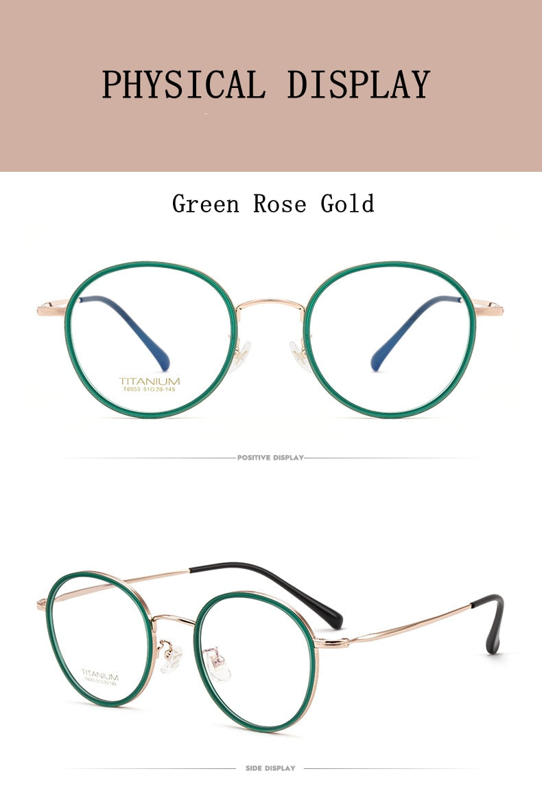 Yimaruili Unisex Full Rim Elastic β Titanium Round Frame Eyeglasses T6053 Full Rim Yimaruili Eyeglasses