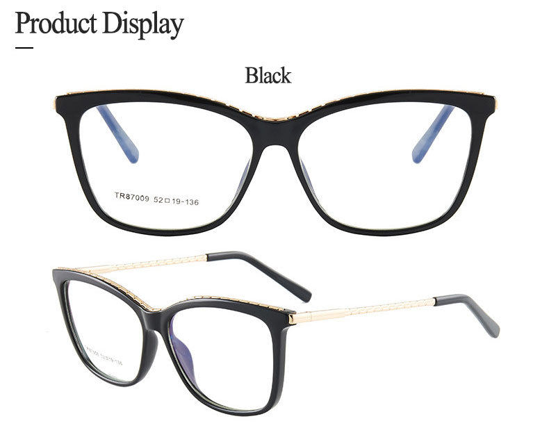 Hotony Woman's Full Rim Square TR 90 Resin Alloy Frame Eyeglasses 7009 Full Rim Hotony