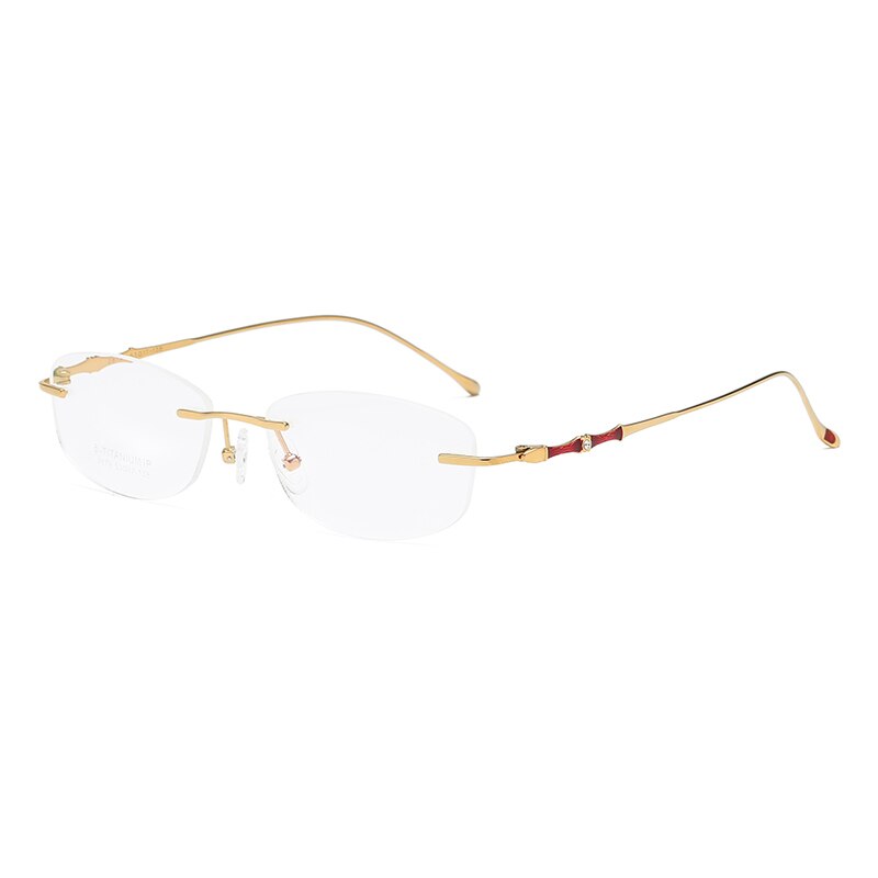 Zirosat 2879 Women's Eyeglasses Titanium Rimless Diamond Trimmed Rimless Zirosat golden